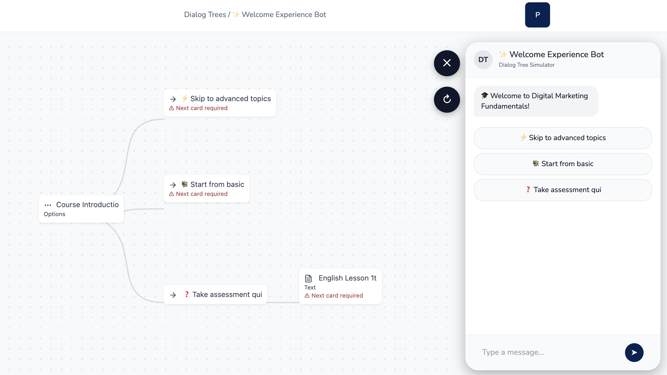 Conversation Flow Builder Interface