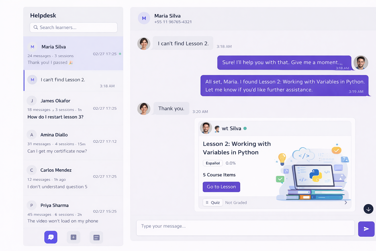 Helpdesk Chat Interface